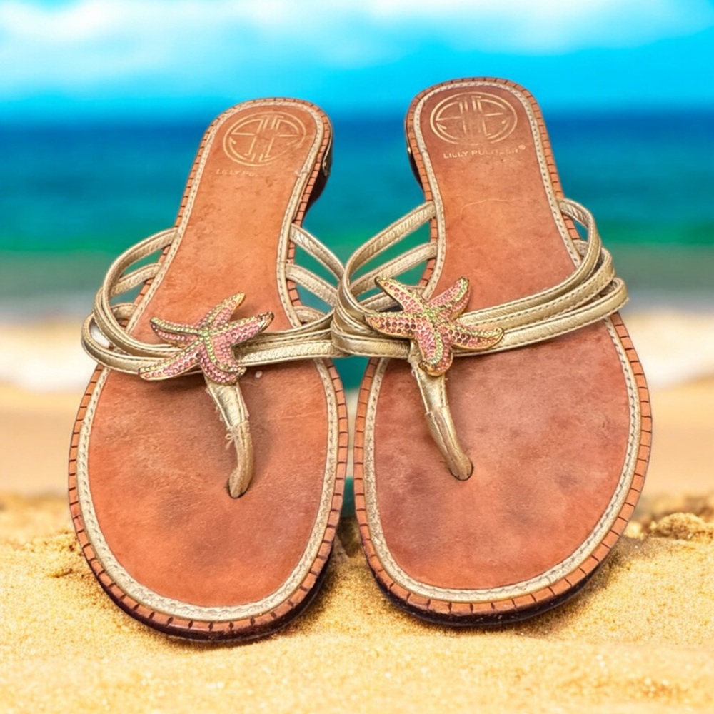 Lilly Pulitzer size 6 starfish leather sandal slipper